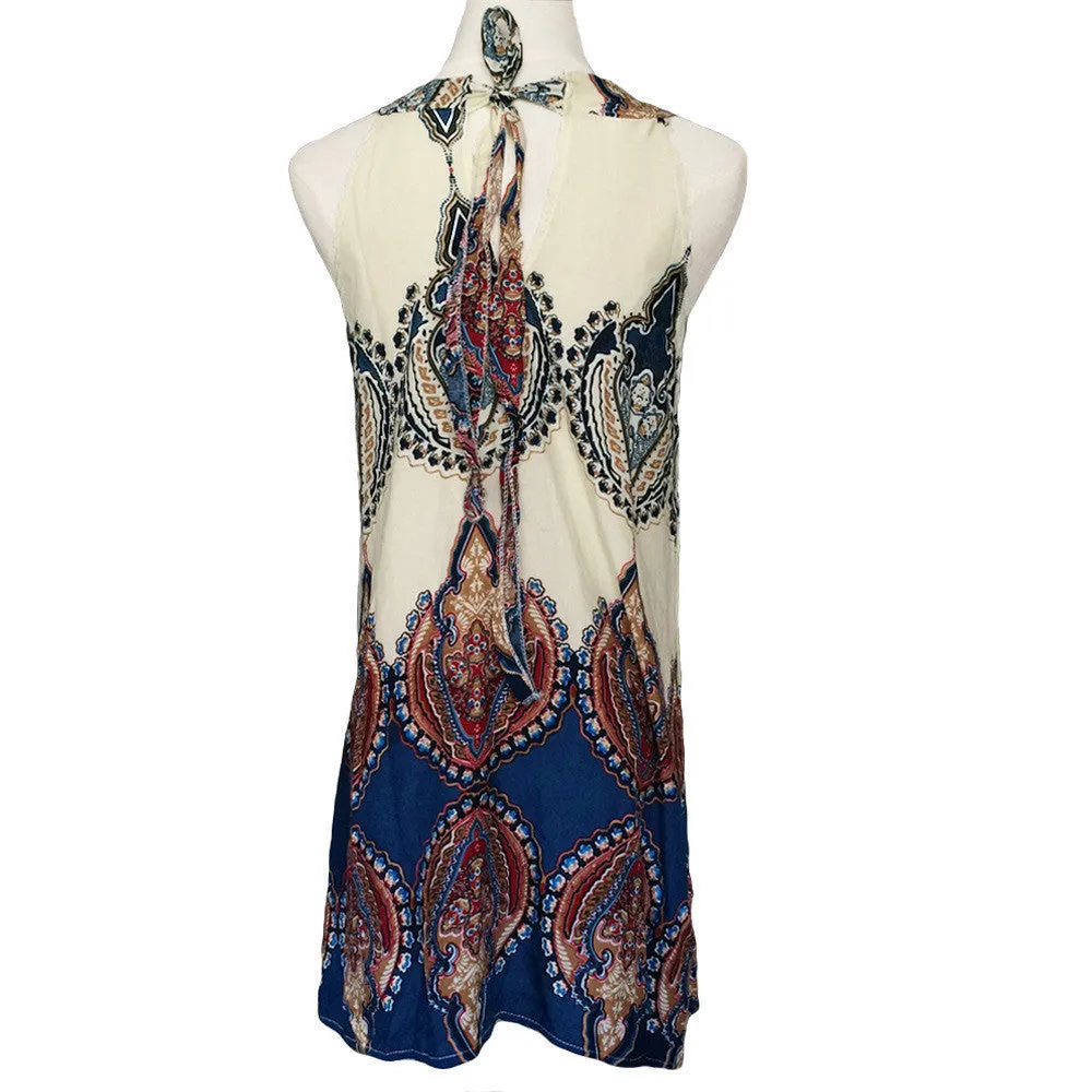 2016 New Boho Women Dress Printed Halter Style