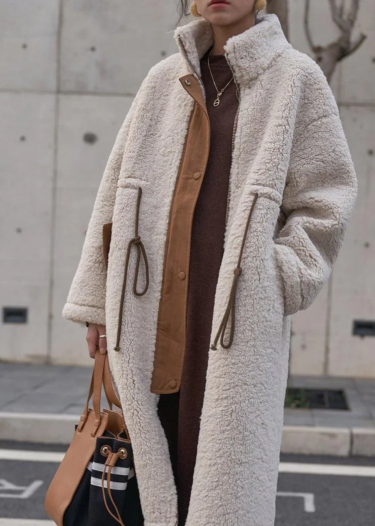 2023 nude Woolen Coats plus size winter coat high neck drawstring jackets(Limited Stock)