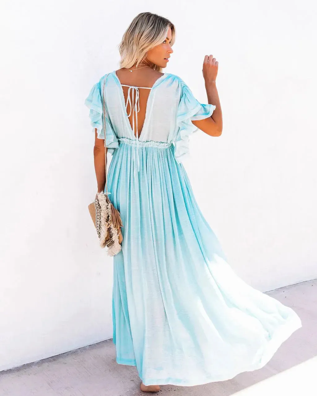 2024 Elegant V-neck Maternity Boho Dress for Photoshoot