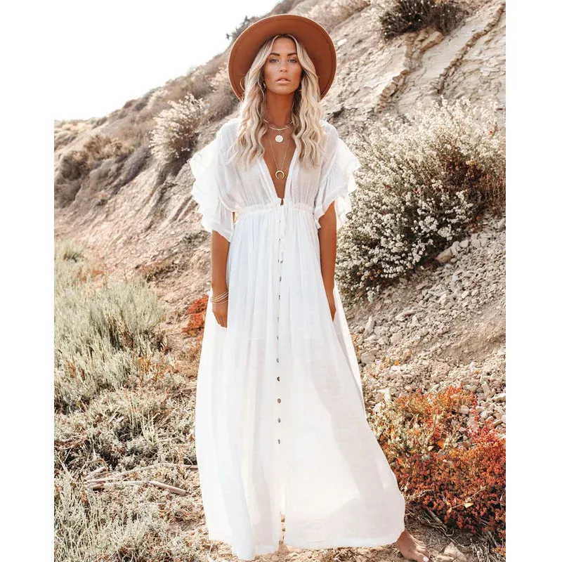 2024 Elegant V-neck Maternity Boho Dress for Photoshoot