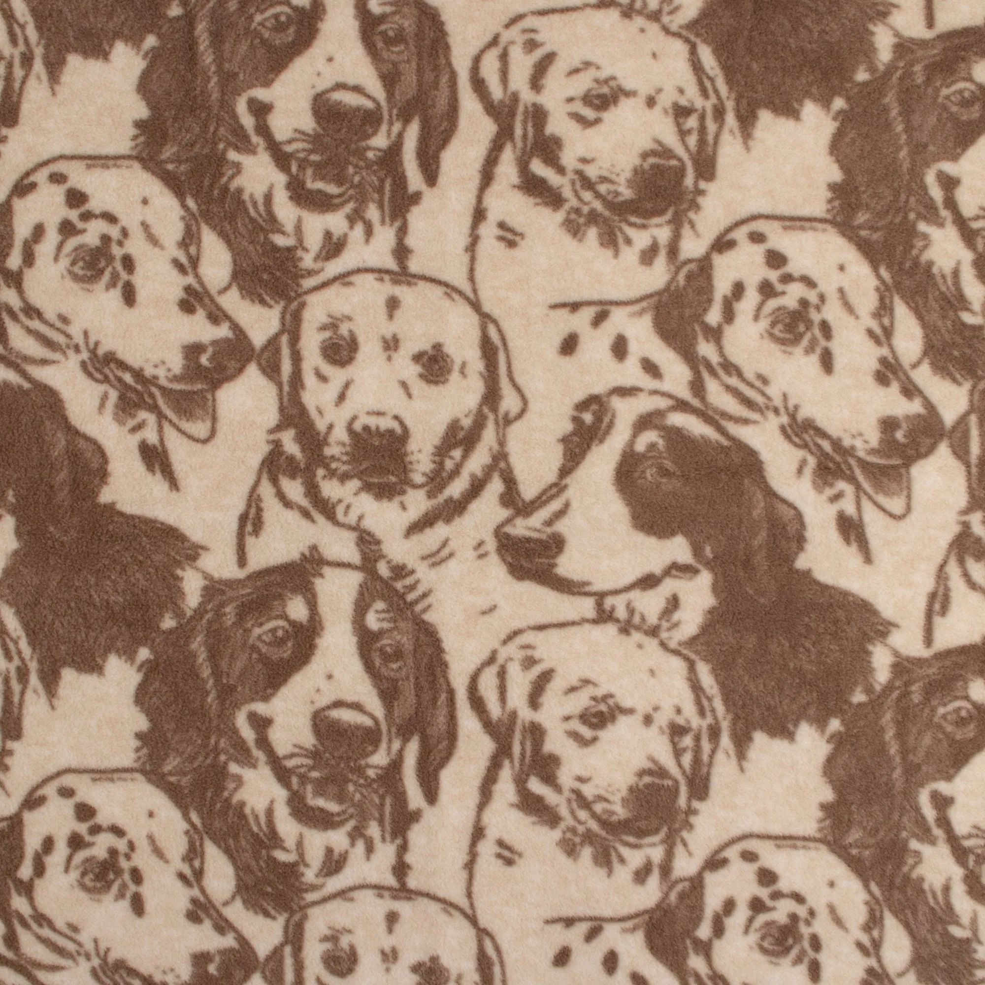 Anti-Pill Fleece Print - SLIPPY - Dogs - Beige