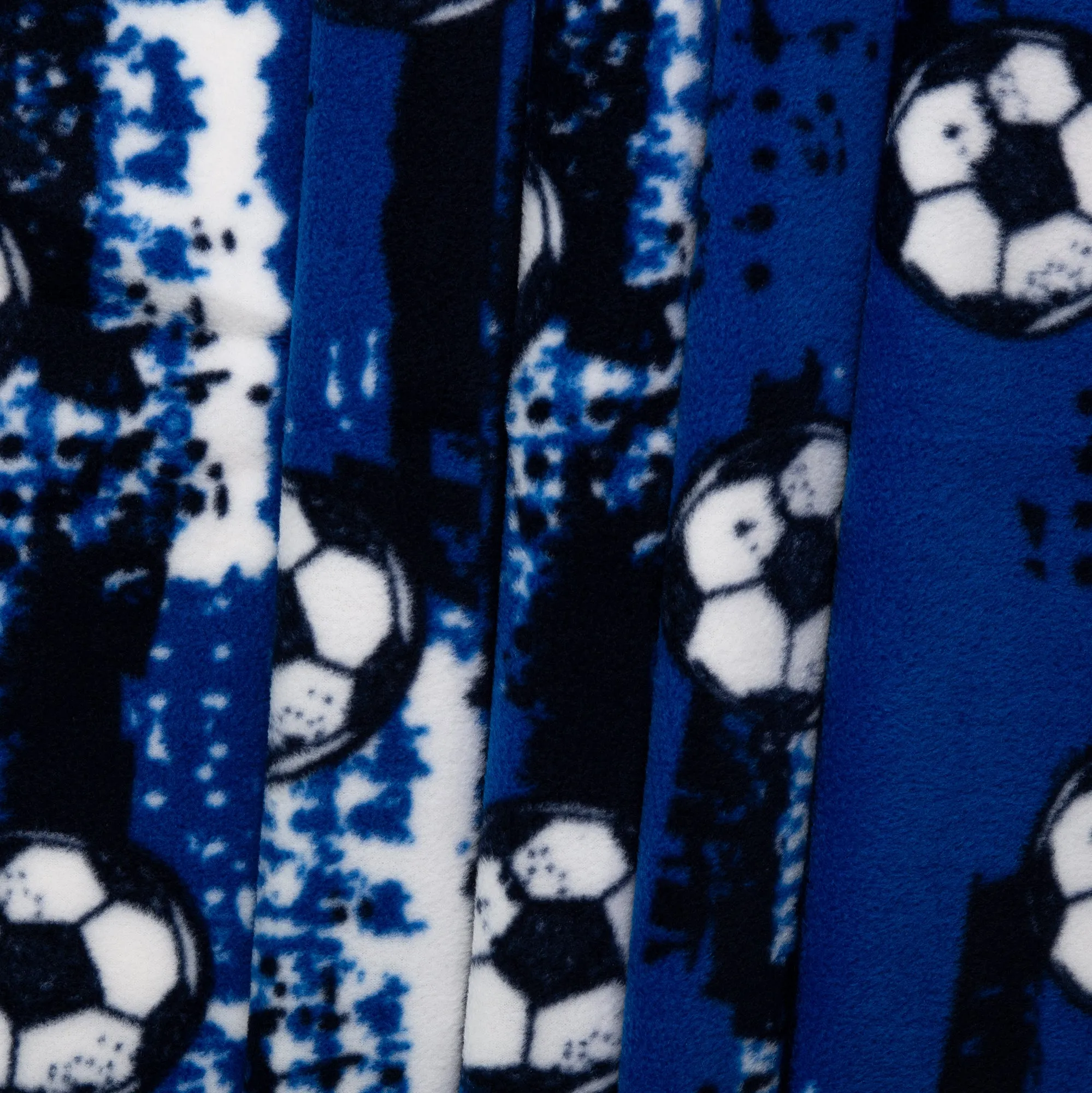 Anti Pill Fleece Print - SLIPPY - Soccer ball - Blue