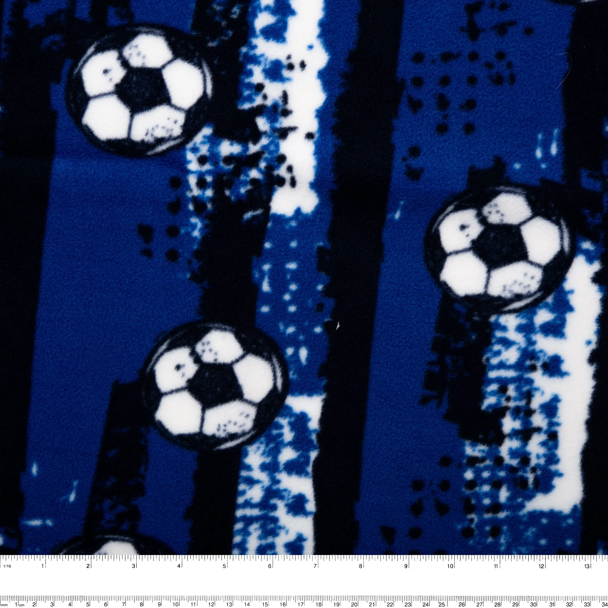 Anti Pill Fleece Print - SLIPPY - Soccer ball - Blue