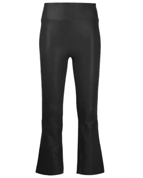 Black Leather Crop Flare Leggings