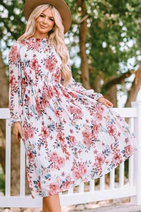 Bohemian Mock Neck Midi Dress