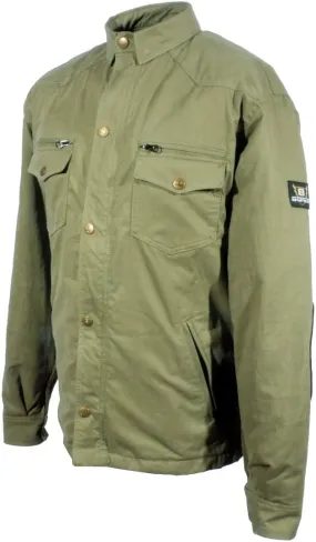 Bores Military Jack Olive Long Sleeve Motorcycle Shirt, Green