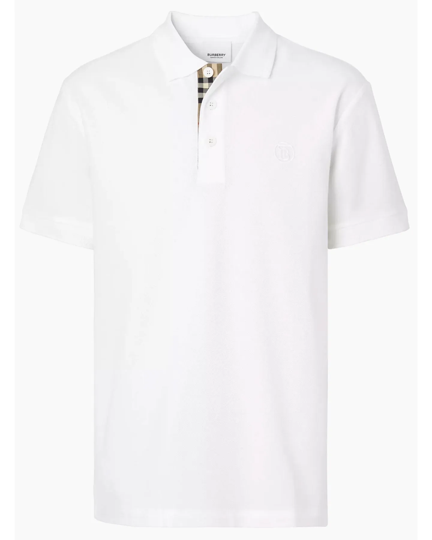 Burberry Men Polo Shirt Eddie White Cotton Regular Fit M SALE