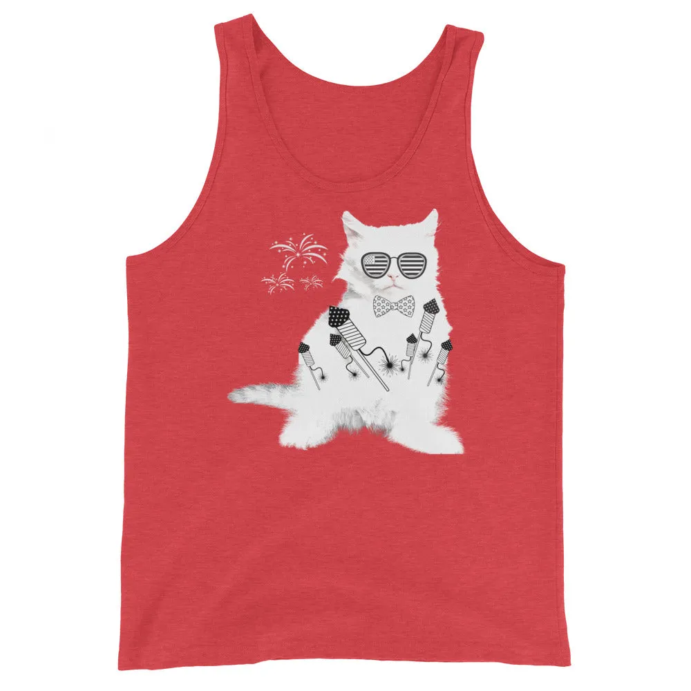 Cat graphic print unisex tank tops, lioness-love