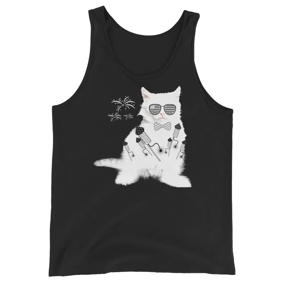 Cat graphic print unisex tank tops, lioness-love