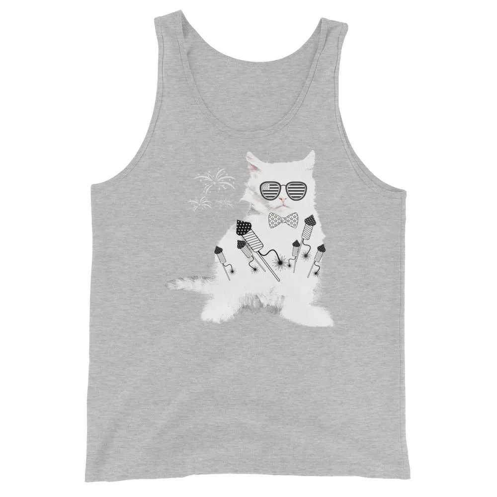 Cat graphic print unisex tank tops, lioness-love