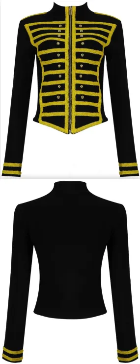 Color-Contrast Stretch Military Jacket