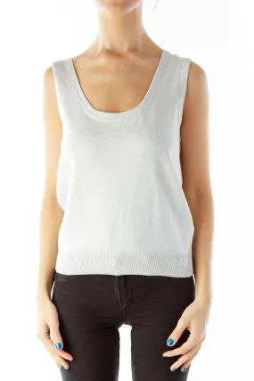 Cream Sparkle Round Neck Tank Top