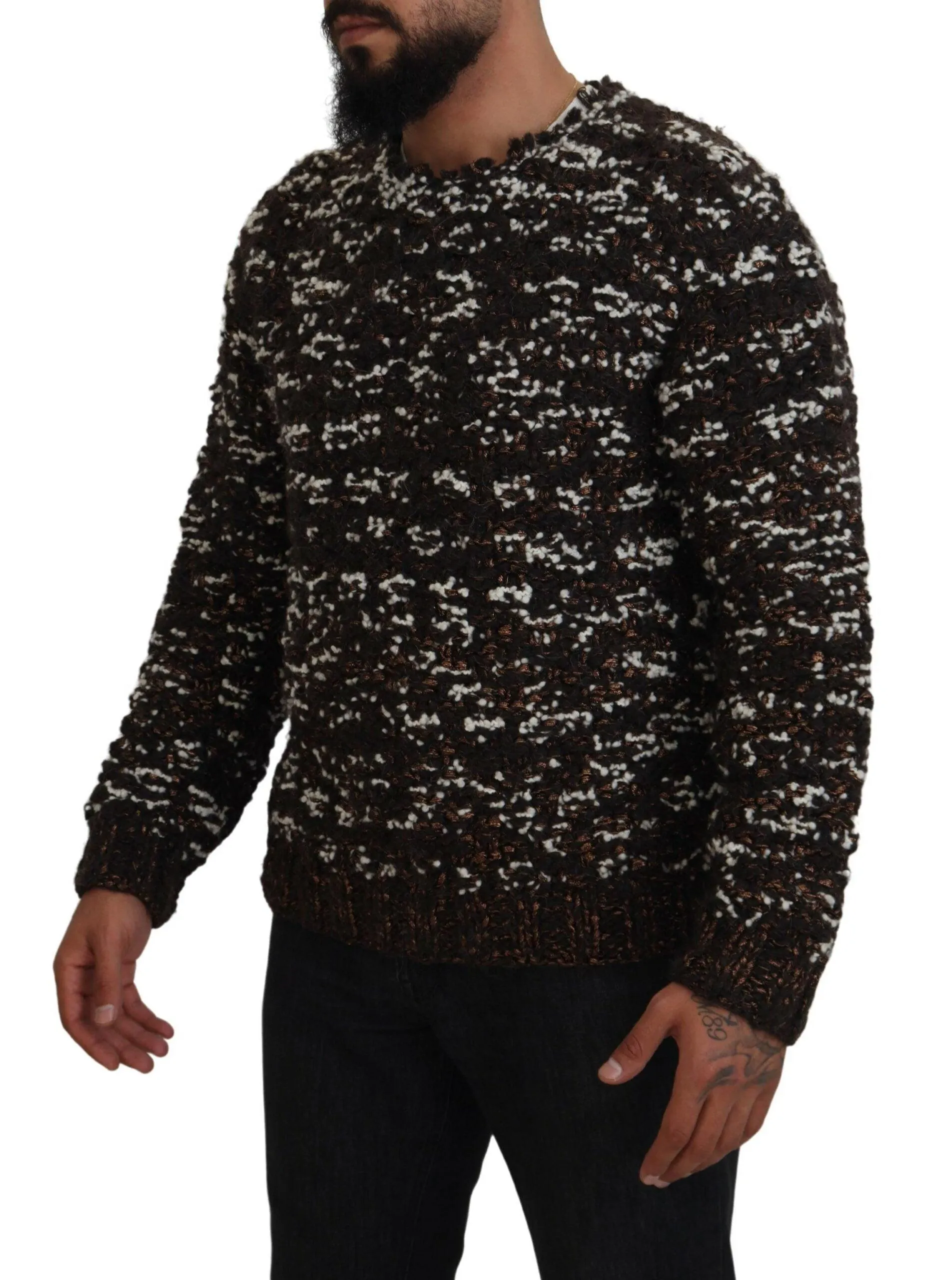 Dolce & Gabbana Brown Knitted Wool Fatto A Mano Sweater