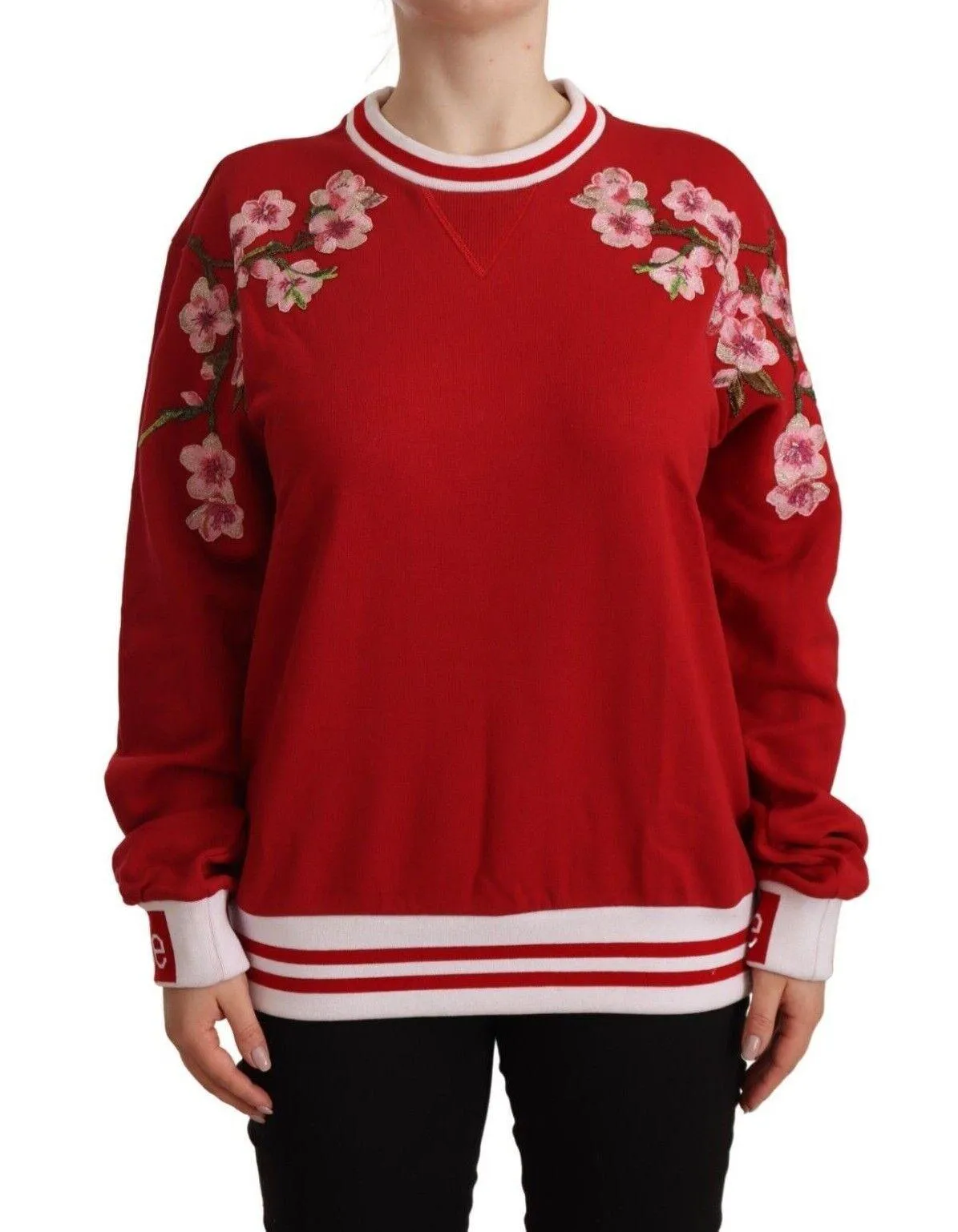 Dolce & Gabbana Red Cotton Crewneck #DGlove Pullover Sweater