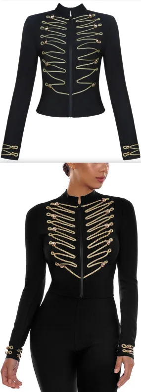 Embroidered Military Stretch Jacket