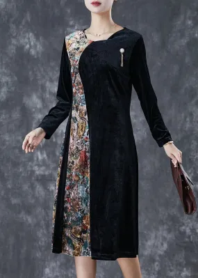 Exra Large Hem Silk Velour Vacation Dresses Fall