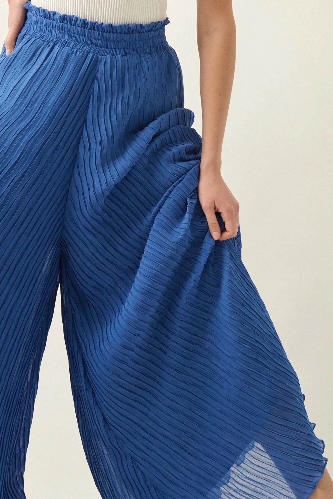 Fan Mail Accordion Pleated Wide-Leg Palazzo Pants