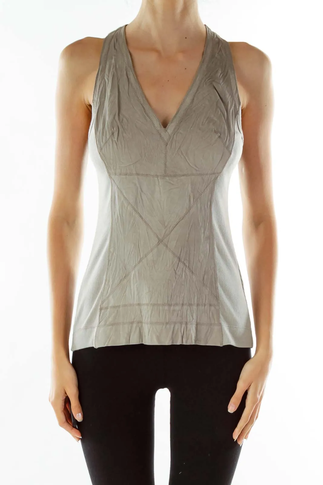 Gray Leather tank Top