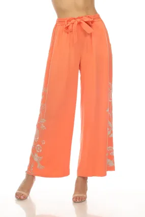 Johnny Was Workshop Harlow Paperbag Embroidered Wide Leg Pants Boho Chic W69023