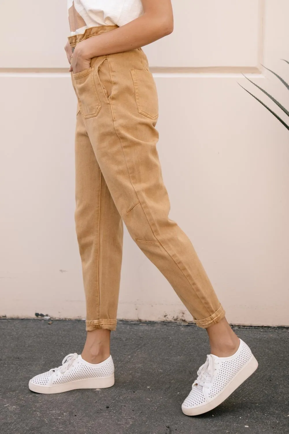 Kennedy Paperbag Denim in Camel