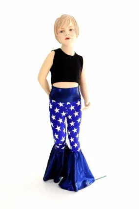 Kids Blue & White Star Bell Bottom Flares