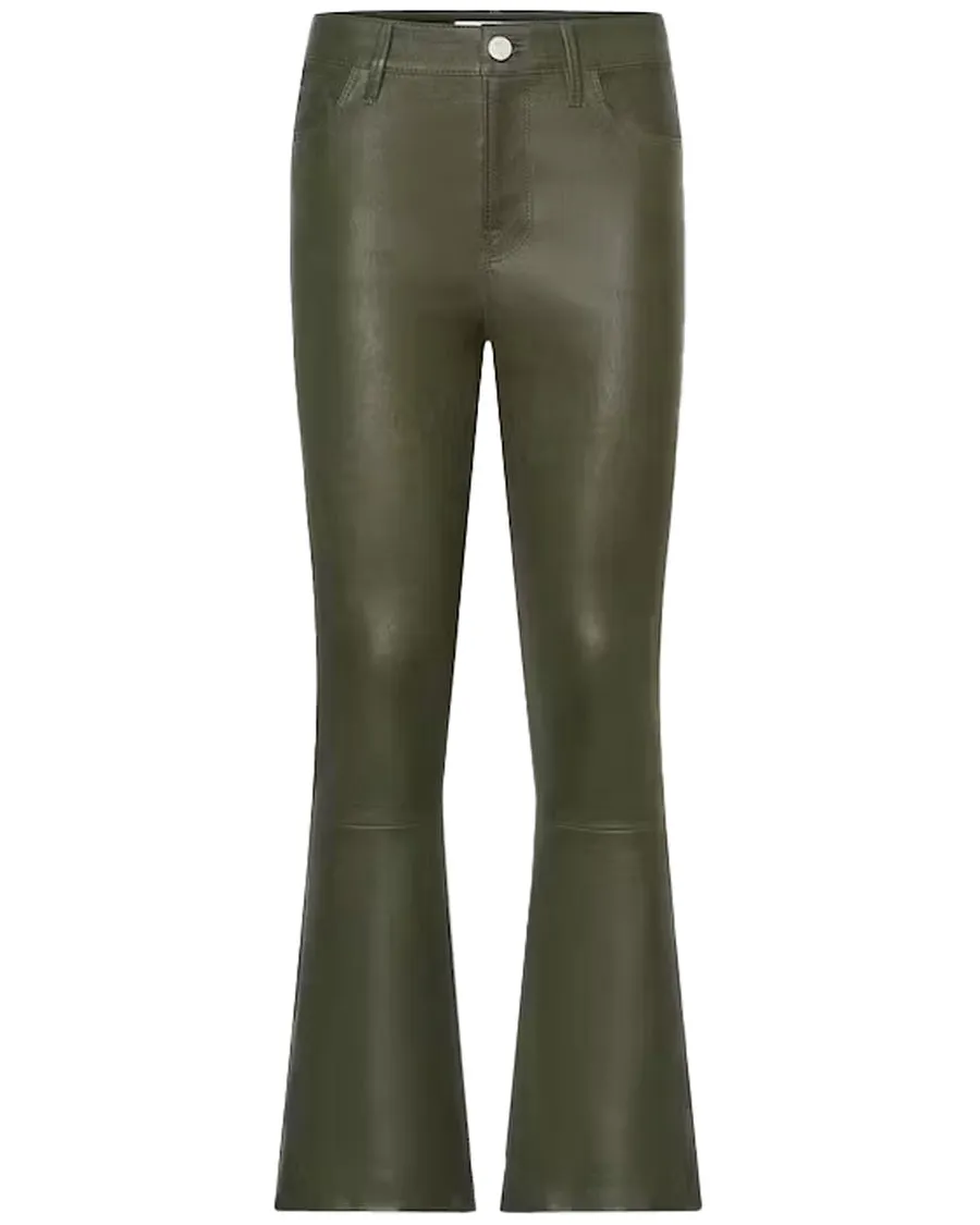 Le Crop Mini Bootcut Leather Pant in Surplus