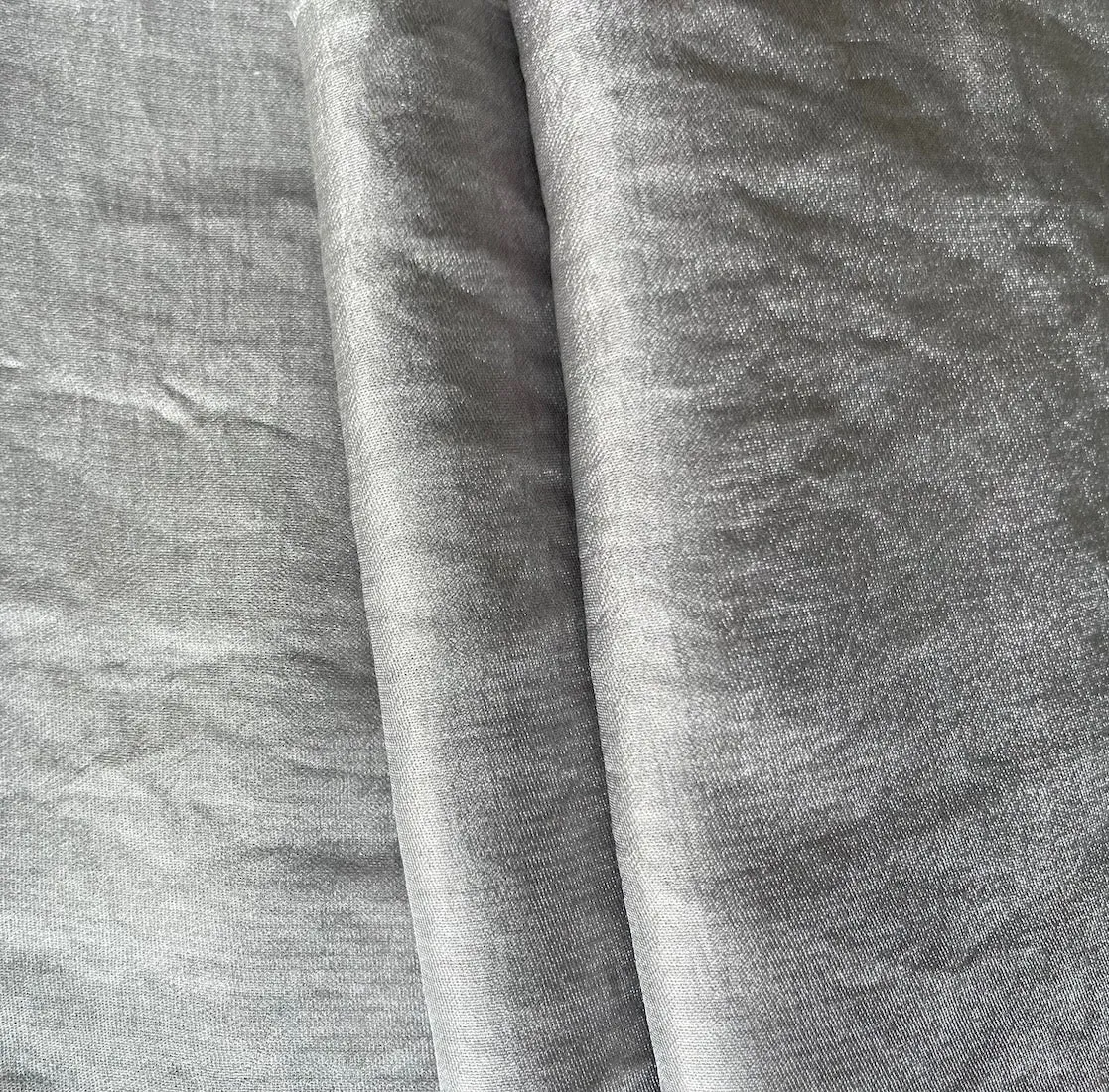 Mid-Weight Pewter Punch Shimmery Crinkled Cotton Blend Double-Cloth