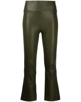 Mink Crop Flare Leather Legging