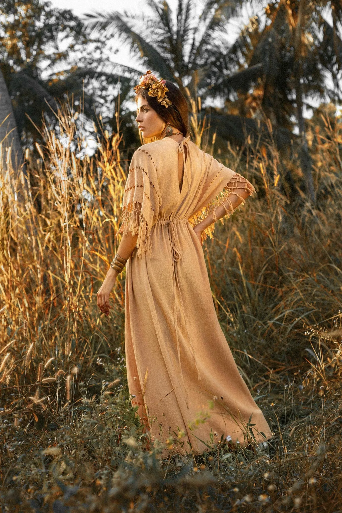 Pale Yellow Boho Dress • Plus Size Dress for Women • Kaftan Maxi Dress