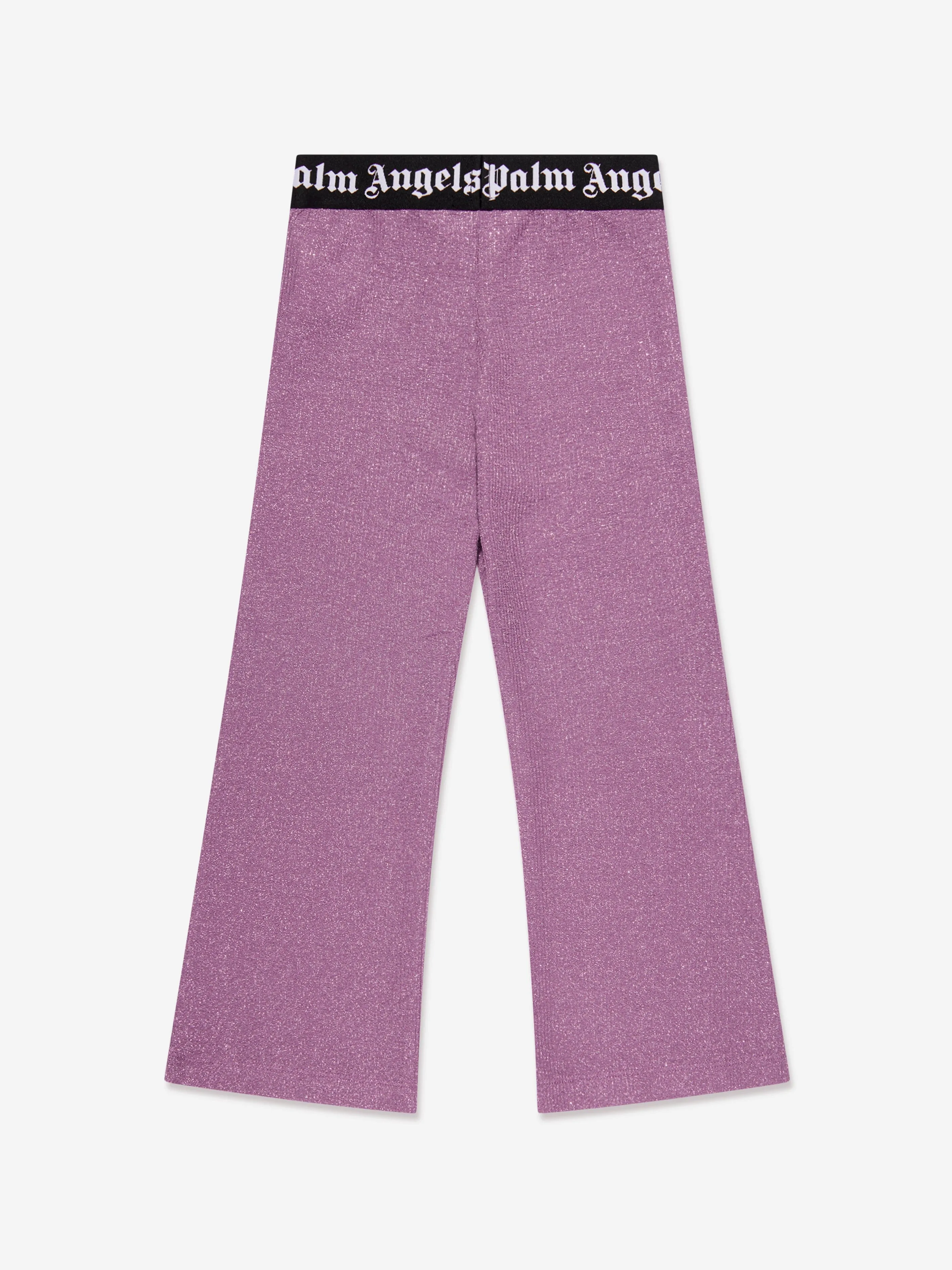 Palm Angels Girls Logo Band Flare Leggings in Purple