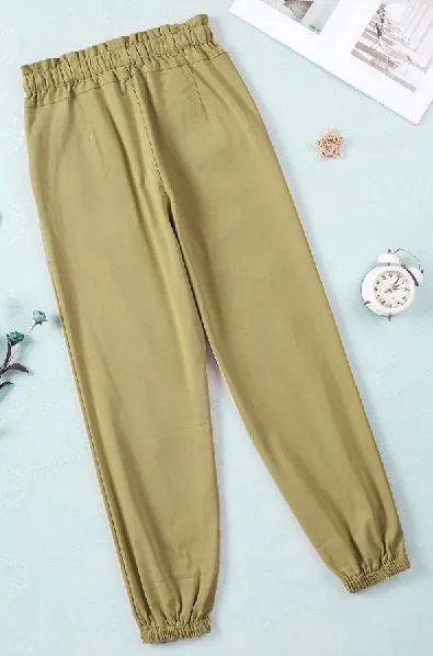 Paperbag Waist Casual Jogger Pants with Pockets