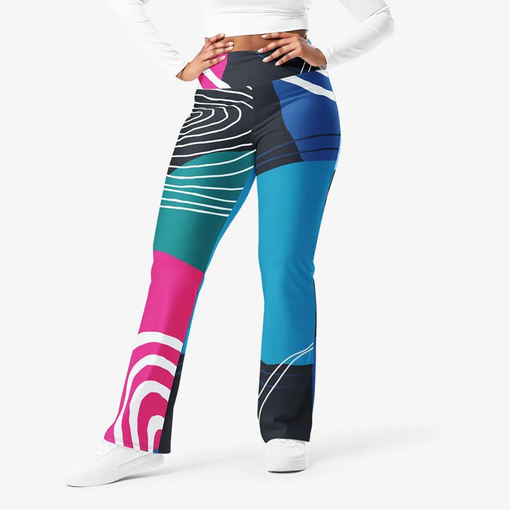 Recycled Flare leggings "Moodernist" Blue/Pink