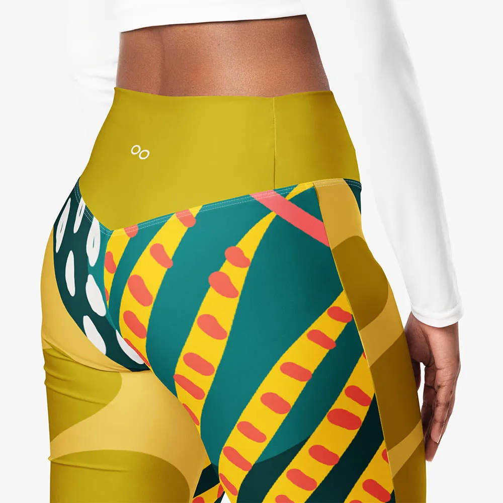 Recycled Flare leggings "Tropics" Olive/Green