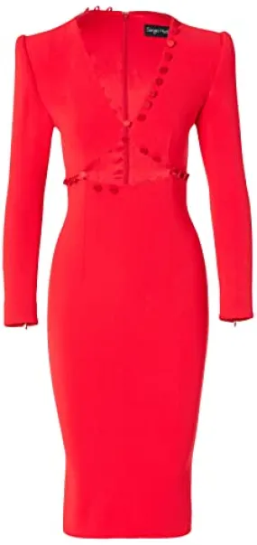 Sergio Hudson, Nadia cutout Midi Dress, 8, Red