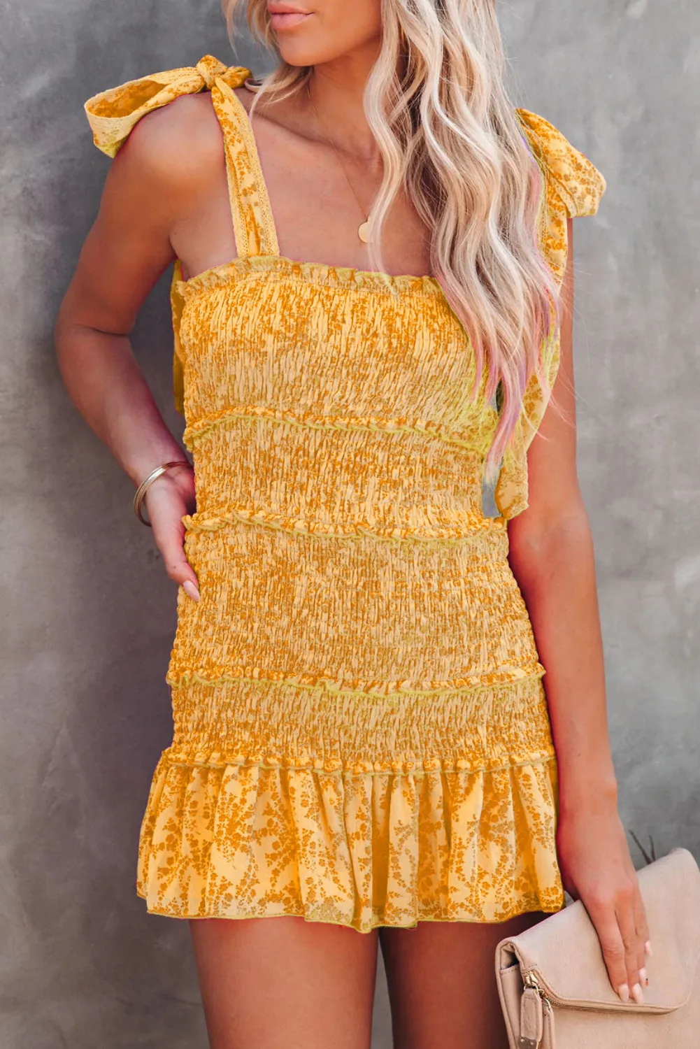 Smocked sleeveless Mini Dress #121406