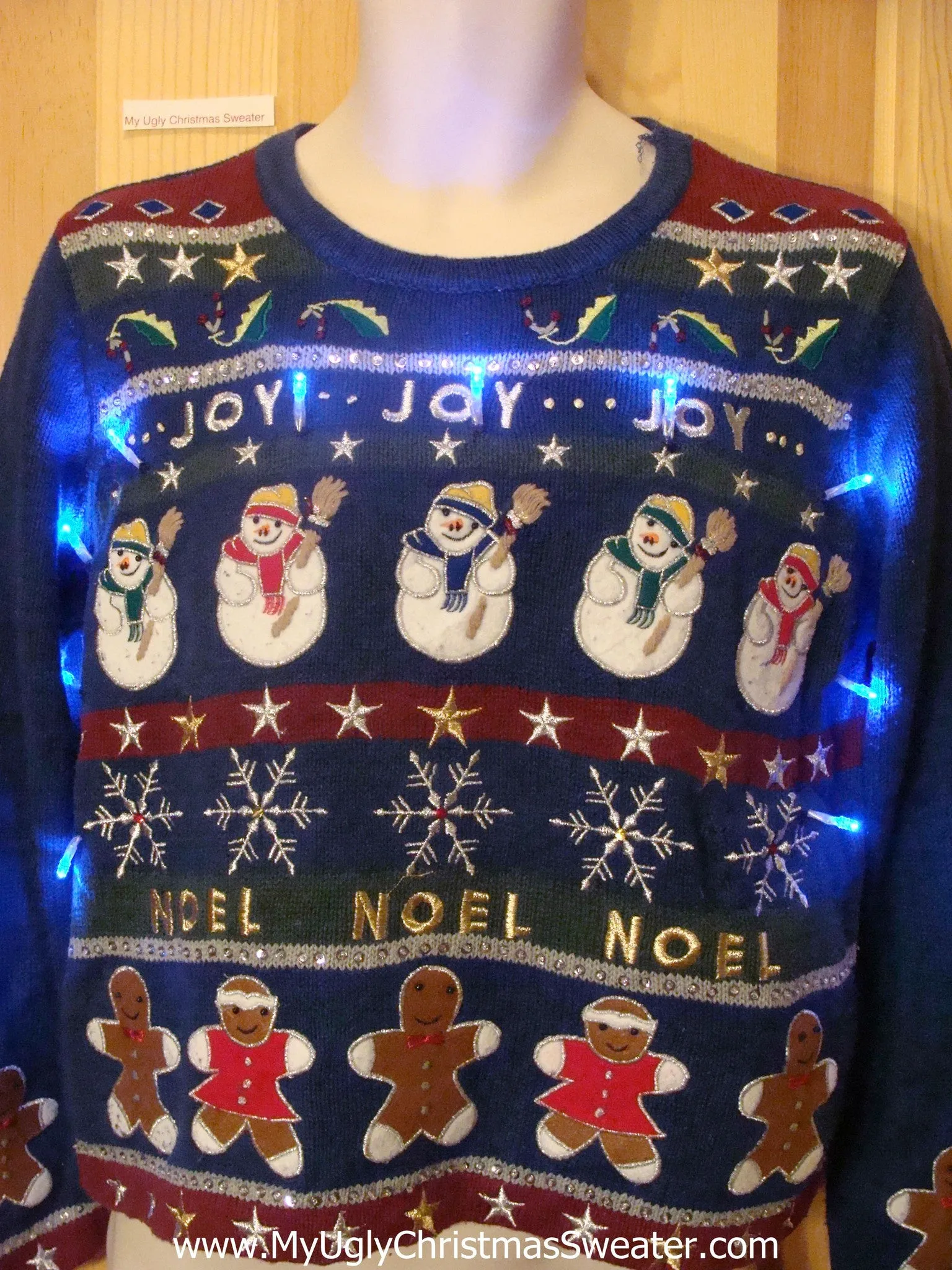 Tacky Light Up Christmas Sweater Pullover NOEL and JOY