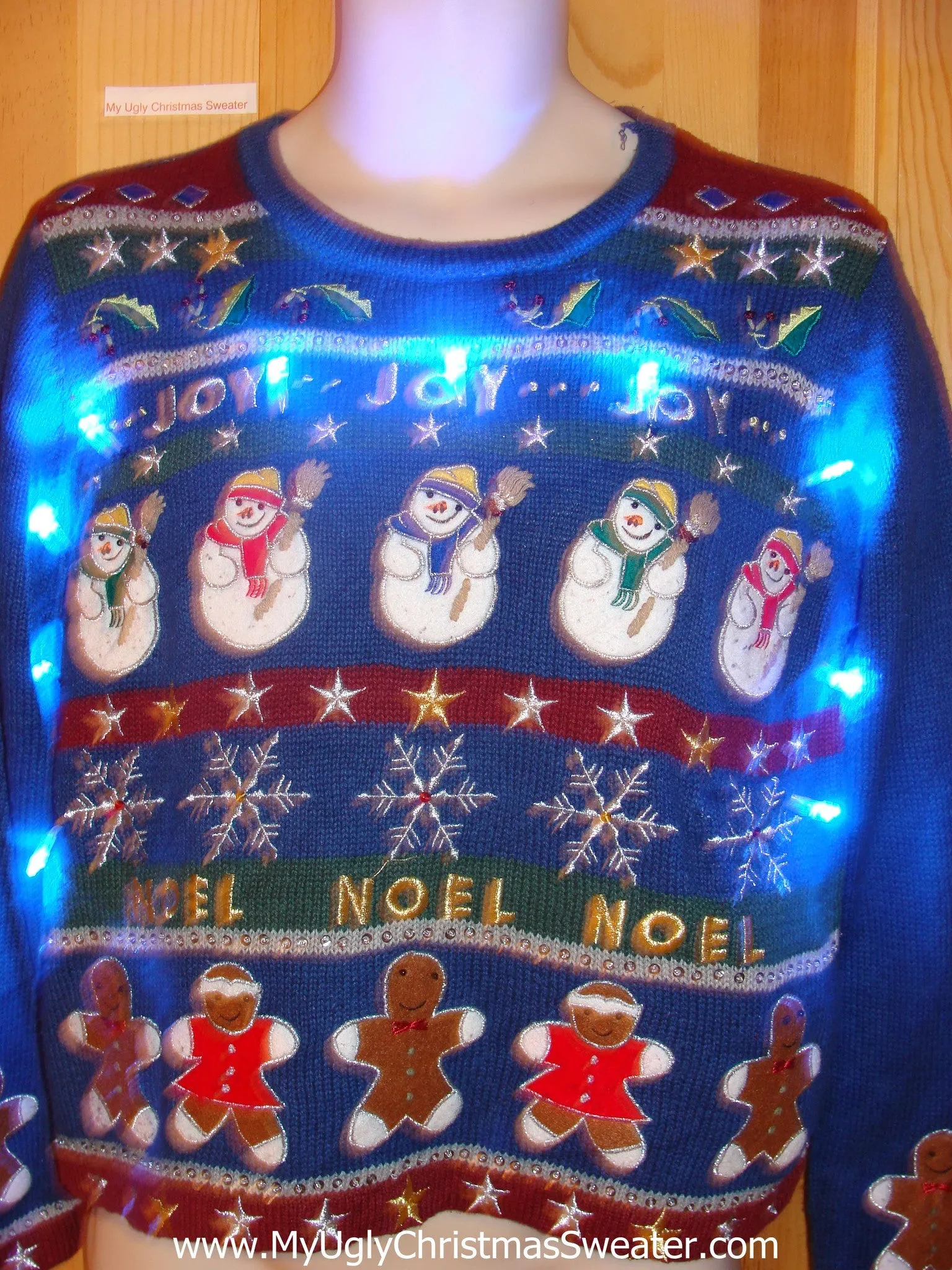 Tacky Light Up Christmas Sweater Pullover NOEL and JOY