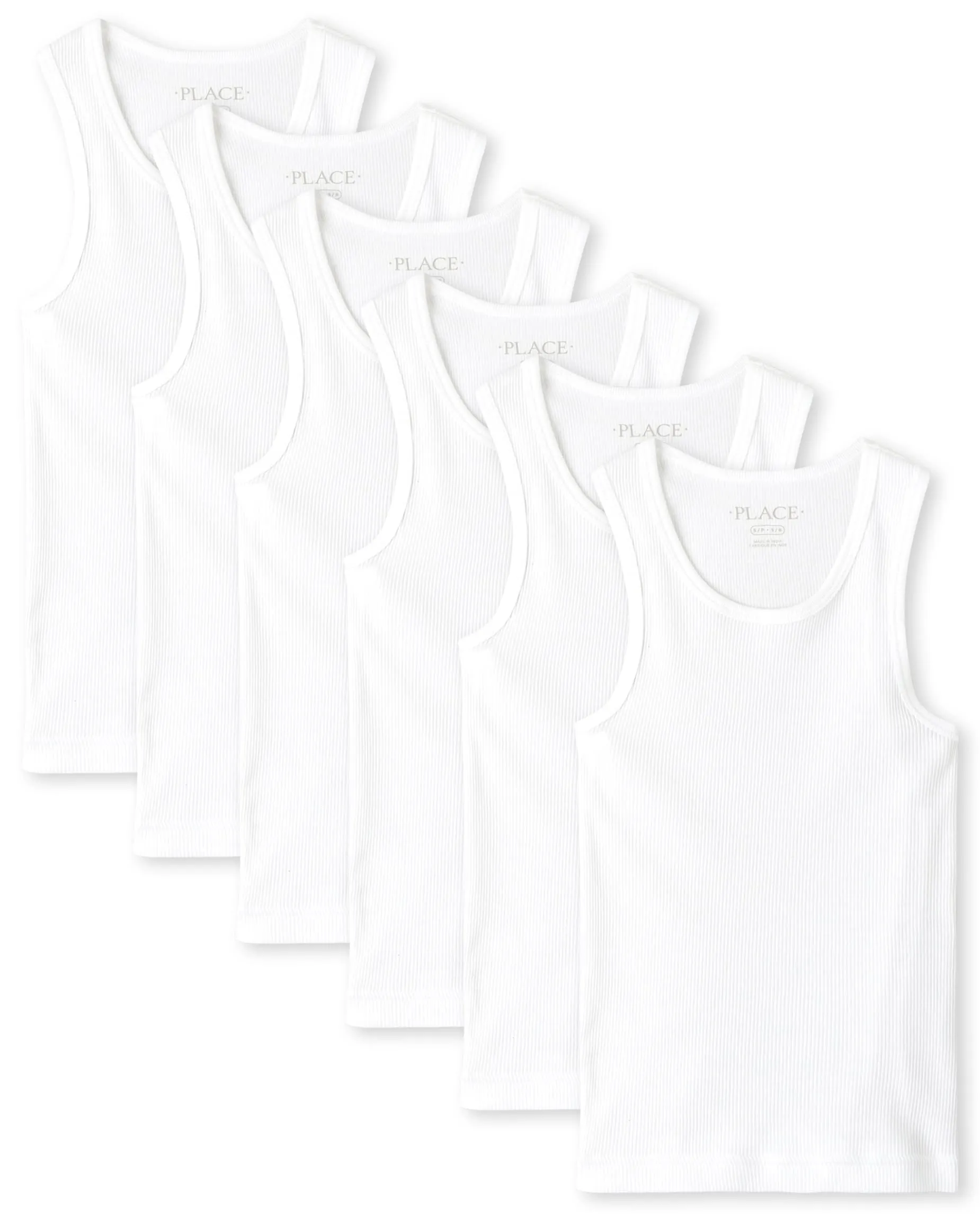 The Children's Place boys Sleeveless Tank Top Undershirt, White -6 Pack, X-Large US