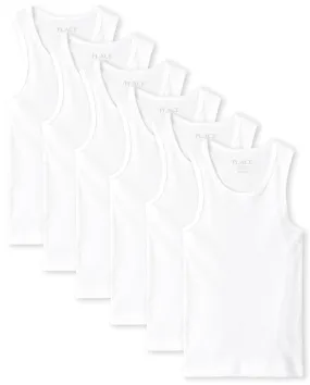 The Children's Place boys Sleeveless Tank Top Undershirt, White -6 Pack, X-Large US