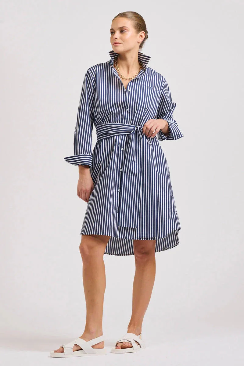 The Classic Cotton Shirt Dress - French Navy Stripe