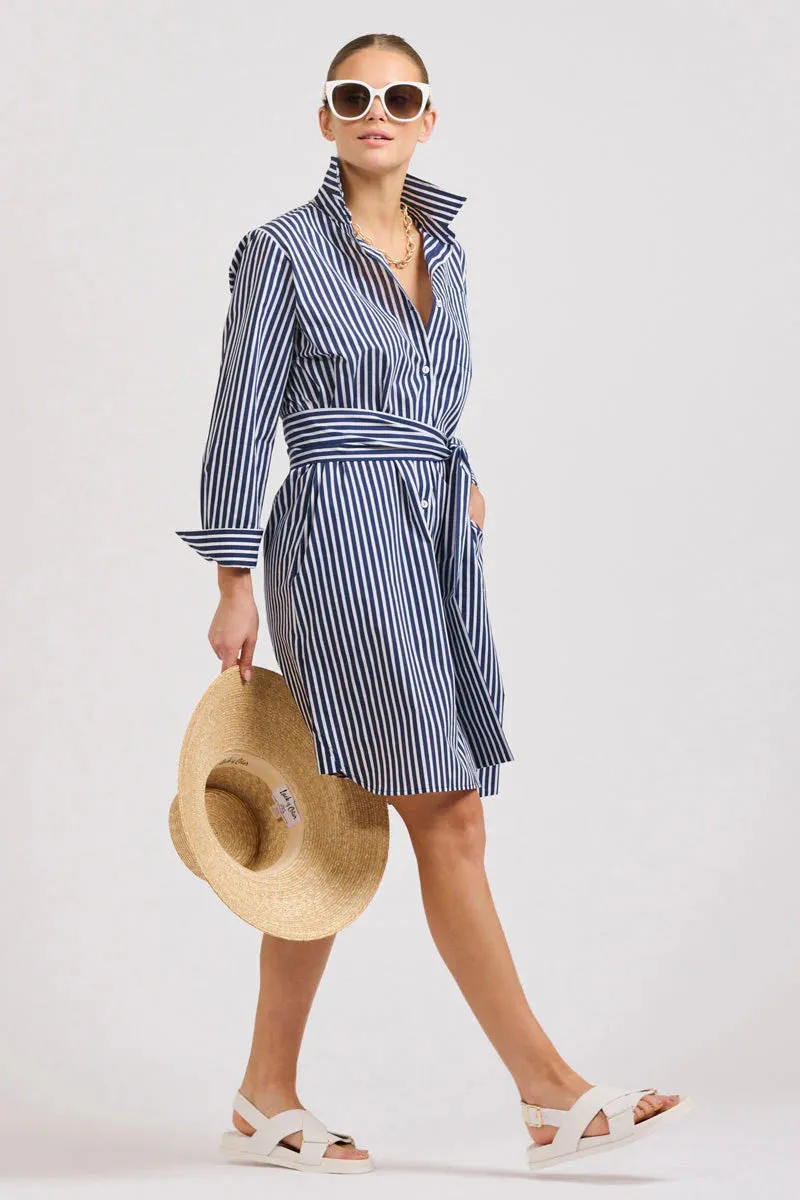 The Classic Cotton Shirt Dress - French Navy Stripe