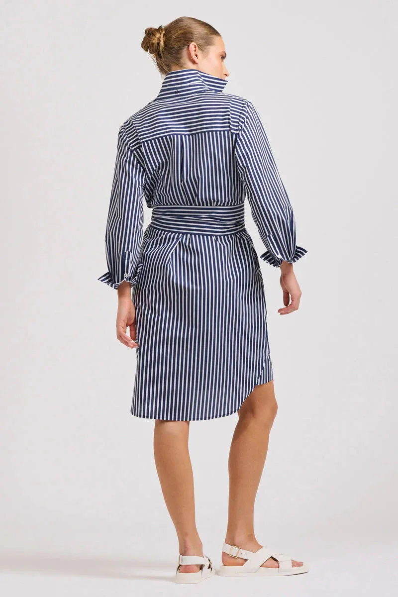 The Classic Cotton Shirt Dress - French Navy Stripe