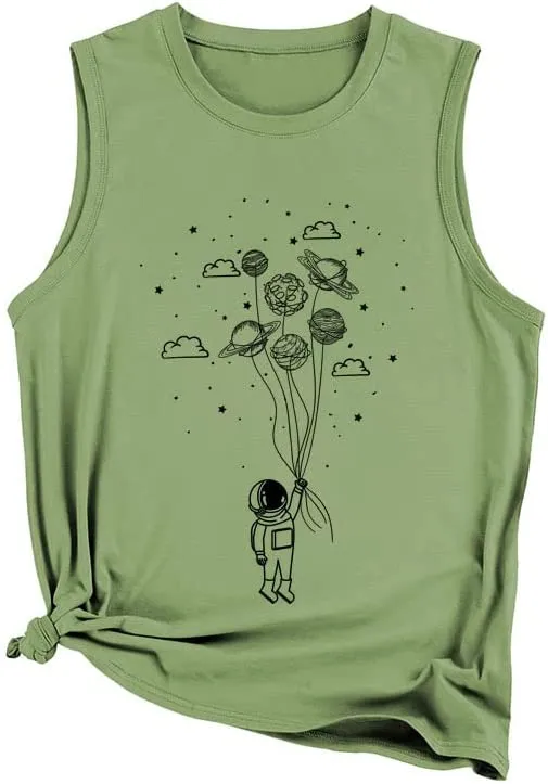 Women Astronaut Space Universe Lover Tank Tops Shirt