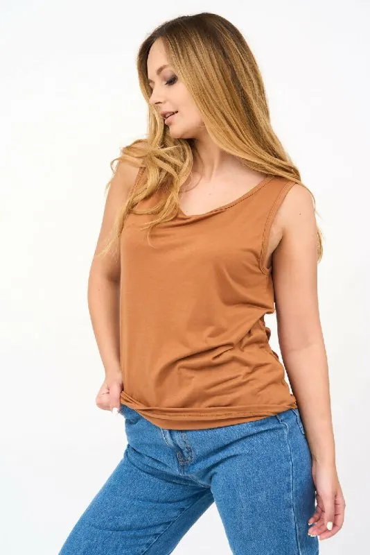 Women's Vests in Camel Color